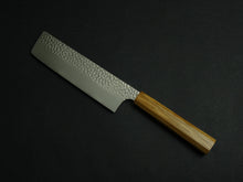 Load image into Gallery viewer, KICHIJI HAYABUSA VG-10 HAMMERED NAKIRI KNIFE 170MM OCTAGONAL MONO OLIVE HANDLE