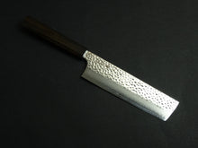 Load image into Gallery viewer, KICHIJI HAYABUSA VG-10 HAMMERED NAKIRI KNIFE 170MM OCTAGONAL MONO BUBINGA HANDLE