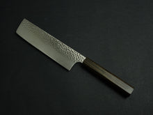 Load image into Gallery viewer, KICHIJI HAYABUSA VG-10 HAMMERED NAKIRI KNIFE 170MM OCTAGONAL MONO BUBINGA HANDLE