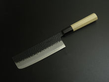 Load image into Gallery viewer, OUL AOGAMI SUPER STAINLESS CLAD KUROUCHI HAMMERED NAKIRI 165MM OCTAGONAL MAGNOLIA WOOD HANDLE