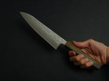 Load image into Gallery viewer, OUL 440C HAMMERED DAMASCUS GYUTO 180MM OCTAGONAL BLACK OAKWOOD HANDLE