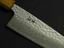 Load image into Gallery viewer, KICHIJI GINSAN DAMASCUS HAMMERED SANTOKU 170MM OCTAGONAL OAKWOOD HANDLE