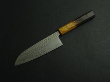 Load image into Gallery viewer, KICHIJI GINSAN DAMASCUS HAMMERED SANTOKU 170MM OCTAGONAL OAKWOOD HANDLE