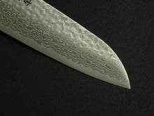 Load image into Gallery viewer, KICHIJI GINSAN DAMASCUS HAMMERED SANTOKU 170MM OCTAGONAL ROSEWOOD HANDLE