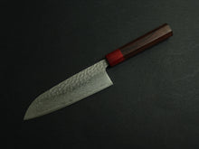 Load image into Gallery viewer, KICHIJI GINSAN DAMASCUS HAMMERED SANTOKU 170MM OCTAGONAL ROSEWOOD HANDLE