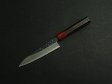 Load image into Gallery viewer, MUNEISHI AOGAMI IRON CLAD KUROUCHI HAMMERED PETTY 135MM OCTAGONAL ROSEWOOD HANDLE