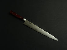 Load image into Gallery viewer, KICHIJI VG-10 33 LAYER DAMASCUS SUJIHIKI 240MM RED HANDLE