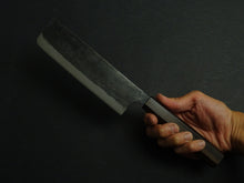 Load image into Gallery viewer, KICHIJI KUROGANE AOGAMI-2 KUROUCHI NAKIRI 165MM OCTAGONAL MONO BUBINGA HANDLE