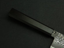 Load image into Gallery viewer, KICHIJI RYUHYO KUROZOME SG2 DAMASCUS SANTOKU 175MM OCTAGONAL MONO EBONY HANDLE