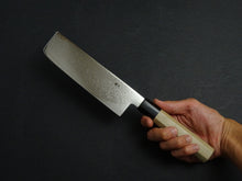 Load image into Gallery viewer, YOSHIHIRO GINSAN DAMASCUS NAKIRI 180MM OCTAGONAL MAGNOLIA HANDLE
