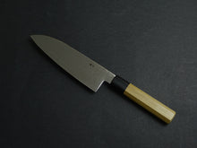 Load image into Gallery viewer, YOSHIHIRO GINSAN DAMASCUS SANTOKU 180MM OCTAGONAL MAGNOLIA HANDLE