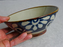 Load image into Gallery viewer, MINOYAKI RYUKYU RURI KARAKUSA RAMEN BOWL (WHITE/BLUE)**