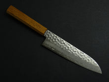 Load image into Gallery viewer, KICHIJI SW HAMMERED SANTOKU 180MM OCTAGONAL OAKWOOD HANDLE