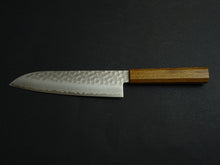 Load image into Gallery viewer, KICHIJI SW HAMMERED SANTOKU 180MM OCTAGONAL OAKWOOD HANDLE