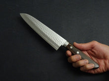 Load image into Gallery viewer, MASUTANI KOKURYU VG-10 HAMMERED DAMASCUS GYUTO 180MM BROWN HANDLE*