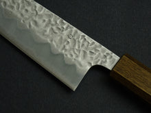 Load image into Gallery viewer, OUL SHIROGAMI-1 STAINLESS CLAD HAMMERED BUNKA 170MM BLACK OAK HANDLE*