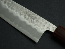 Load image into Gallery viewer, OUL SHIROGAMI 2 STAINLESS CLAD HAMMERED SANTOKU 165MM OCTAGONAL KEYAKI/ZELKOVA HANDLE*