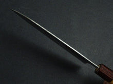 Load image into Gallery viewer, OUL SHIROGAMI 2 STAINLESS CLAD HAMMERED SANTOKU 165MM OCTAGONAL KEYAKI/ZELKOVA HANDLE*