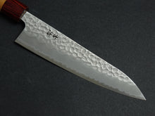 Load image into Gallery viewer, KICHIJI AOGAMI SUPER STAINLESS CLAD HAMMERED MIGAKI GYUTO 180MM CHERRY WOOD HANDLE
