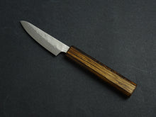 Load image into Gallery viewer, KICHIJI 440C HAMMERED DAMASCUS PARING 80MM OAK/BAIKOKU HANDLE