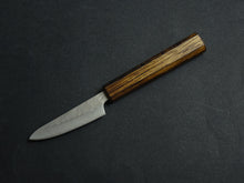 Load image into Gallery viewer, KICHIJI 440C HAMMERED DAMASCUS PARING 80MM OAK/BAIKOKU HANDLE