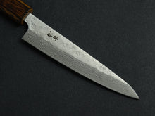 Load image into Gallery viewer, KICHIJI 440C HAMMERED DAMASCUS PETTY 135MM OAK/BAIKOKU HANDLE