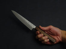 Load image into Gallery viewer, KICHIJI 440C HAMMERED DAMASCUS PETTY 150MM OAK/BAIKOKU HANDLE