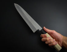 Load image into Gallery viewer, HITOHIRA KIKUCHIYO REN SHIROGAMI-2 GYUTO 240MM MAGNOLIAWOOD OCTAGONAL HANDLE