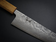 Load image into Gallery viewer, KICHIJI SLD WASHIJI GYUTO 210MM OCTAGONAL BURNT OAKWOOD HANDLE