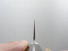 Load image into Gallery viewer, KICHIJI AUS-8 HAMMERED SANTOKU KNIFE 180MM BROWN PAKKA HANDLE