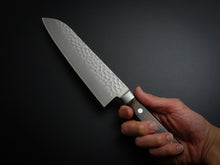 Load image into Gallery viewer, KICHIJI AUS-8 HAMMERED SANTOKU KNIFE 180MM BROWN PAKKA HANDLE