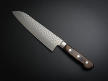 Load image into Gallery viewer, KICHIJI AUS-8 HAMMERED SANTOKU KNIFE 180MM BROWN PAKKA HANDLE