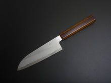 Load image into Gallery viewer, HADO JUNPAKU SHIROGAMI-1 STAINLESS CLAD SANTOKU 180MM URUSHI OAKWOOD HANDLE**