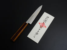 Load image into Gallery viewer, HADO JUNPAKU SHIROGAMI-1 STAINLESS CLAD PETTY 150MM URUSHI OAKWOOD HANDLE**