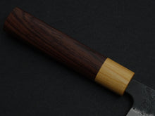 Load image into Gallery viewer, KICHIJI AOGAMI SUPER KUROUCHI NASHIJI SANTOKU 170MM ROSEWOOD HANDLE*