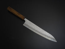 Load image into Gallery viewer, OUL SHIROGAMI-1 STAINLESS CLAD HAMMERED GYUTO 240MM BLACK OAK HANDLE