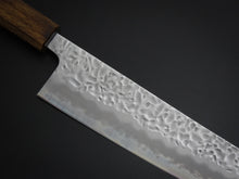 Load image into Gallery viewer, OUL SHIROGAMI-1 STAINLESS CLAD HAMMERED GYUTO 240MM BLACK OAK HANDLE