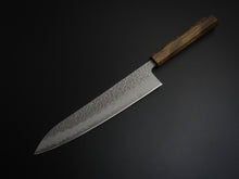 Load image into Gallery viewer, OUL SHIROGAMI-1 STAINLESS CLAD HAMMERED GYUTO 240MM BLACK OAK HANDLE