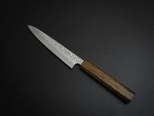 Load image into Gallery viewer, OUL SHIROGAMI-1 STAINLESS CLAD HAMMERED PETTY 135MM BLACK OAK HANDLE