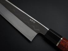Load image into Gallery viewer, HATSUKOKORO SHIROGAMI-3 HONYAKI GYUTO 210MM WITH KARIN/QUINCE HANDLE FORGED BY SATOSHI NAKAGAWA