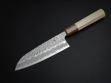 Load image into Gallery viewer, KICHIJI SHIROGAMI-1 / STAINLESS CLAD HAMMERED SANTOKU 165MM OCTAGONAL HANDLE