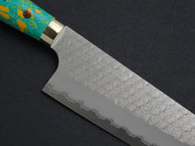 Load image into Gallery viewer, NIGARA SG2 MIGAKI HAMMERED SANTOKU 180MM ACRYLIC HANDLE (BLUE)