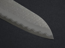 Load image into Gallery viewer, NIGARA SG2 MIGAKI HAMMERED SANTOKU 180MM ACRYLIC HANDLE (BLUE)