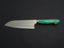 Load image into Gallery viewer, NIGARA SG2 MIGAKI HAMMERED SANTOKU 180MM ACRYLIC HANDLE (BLUE)