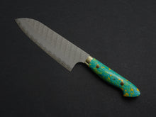 Load image into Gallery viewer, NIGARA SG2 MIGAKI HAMMERED SANTOKU 180MM ACRYLIC HANDLE (BLUE)