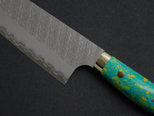 Load image into Gallery viewer, NIGARA SG2 MIGAKI HAMMERED SANTOKU 180MM ACRYLIC HANDLE (BLUE)