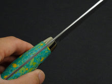 Load image into Gallery viewer, NIGARA SG2 MIGAKI HAMMERED SANTOKU 180MM ACRYLIC HANDLE (BLUE)