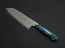 Load image into Gallery viewer, NIGARA SG2 MIGAKI HAMMERED SANTOKU 180MM TURQUOISE HANDLE