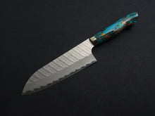 Load image into Gallery viewer, NIGARA SG2 MIGAKI HAMMERED SANTOKU 180MM TURQUOISE HANDLE