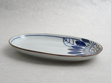 Load image into Gallery viewer, HASAMIYAKI BLUE BLUME OVAL PLATE**